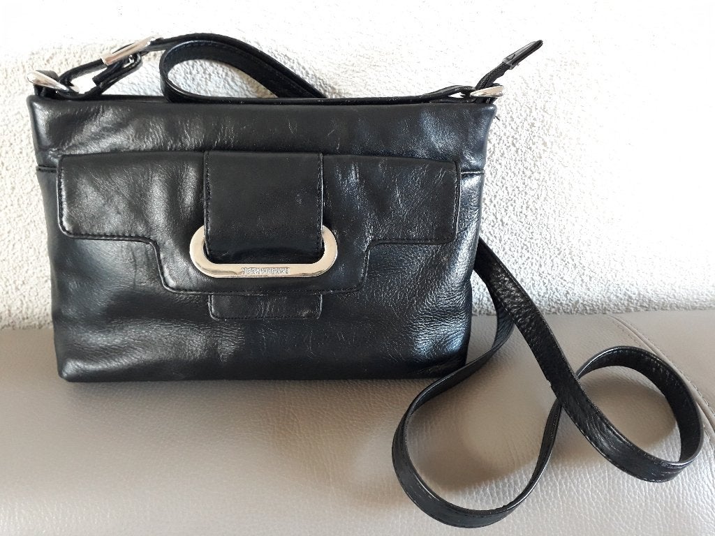 Jean-P zwart leren tasje, Sieraden, Tassen en Uiterlijk, Tassen | Schoudertassen, Gebruikt, Overige merken, Zwart, Leer, Ophalen of Verzenden