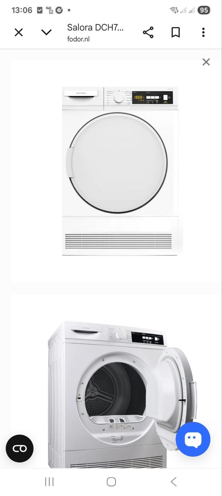 Condensdroger - 7 kg - Energieklasse B, Witgoed en Apparatuur, 6 tot 8 kg, Minder dan 85 cm, Ophalen of Verzenden, Zo goed als nieuw