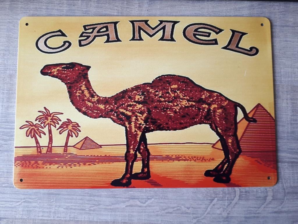 Camel 20x30 cm Metalen Reclamebord, Verzamelen, Merken en Reclamevoorwerpen, Ophalen of Verzenden, Nieuw, Reclamebord