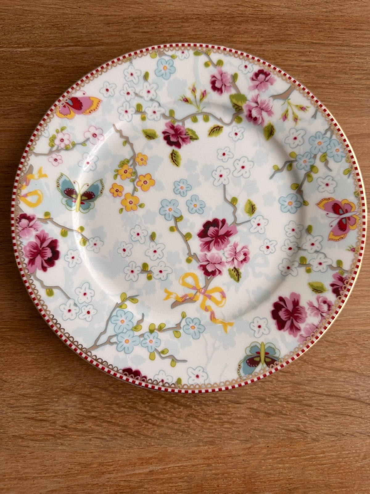 Pip Studio ontbijtbord wit met bloemen en vlinders, Ophalen, Pip Studio, Zo goed als nieuw, Bord(en)