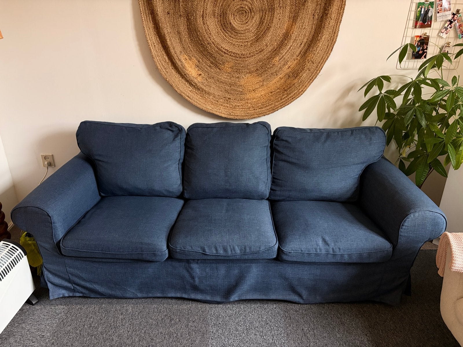 IKEA Ektorp 3-zitsbank Kilanda Donkerblauw - Zo goed als nie, Ophalen, Driepersoons, 75 tot 100 cm, Zo goed als nieuw