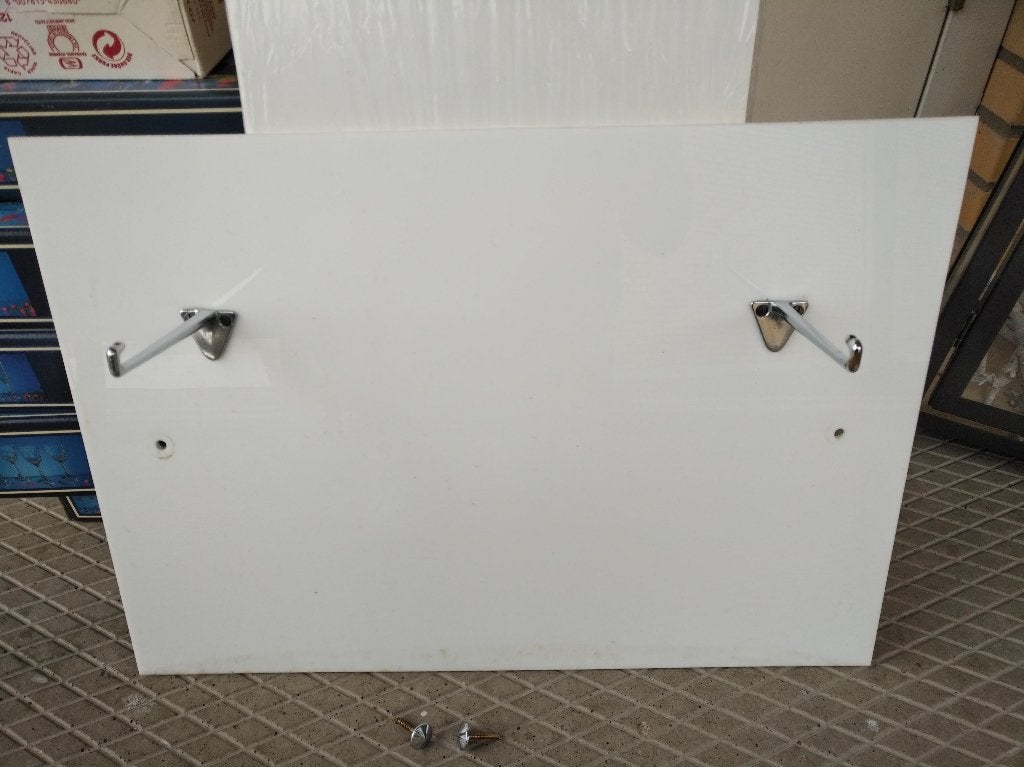 Achterwand wastafel, Achterplaat, Planchethouder, Ophalen, Gebruikt, Wit, Vintage