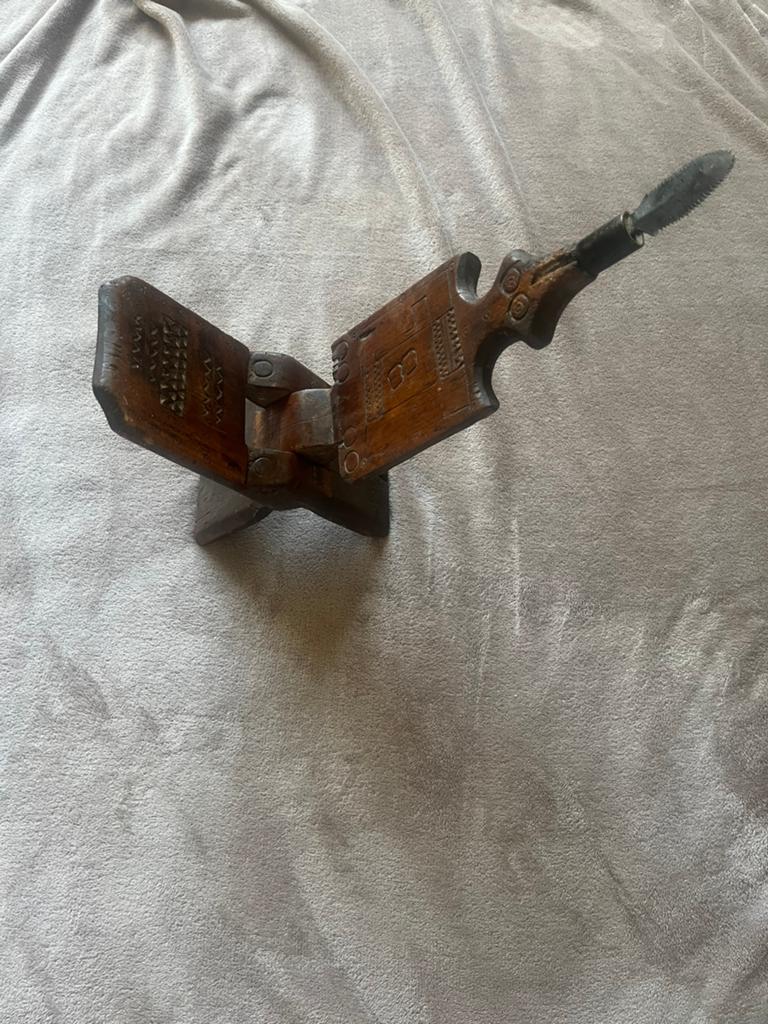 Vintage Afrikaanse houten kruk, Ophalen of Verzenden