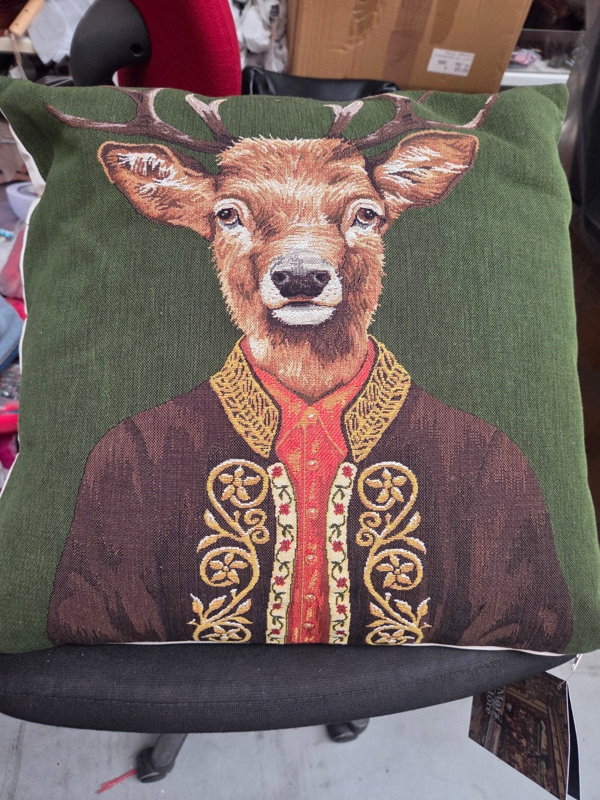 Mars & More Sierkussen met Hertprint - Groen, Huis en Inrichting, Met print, Vierkant, Nieuw, Ophalen of Verzenden