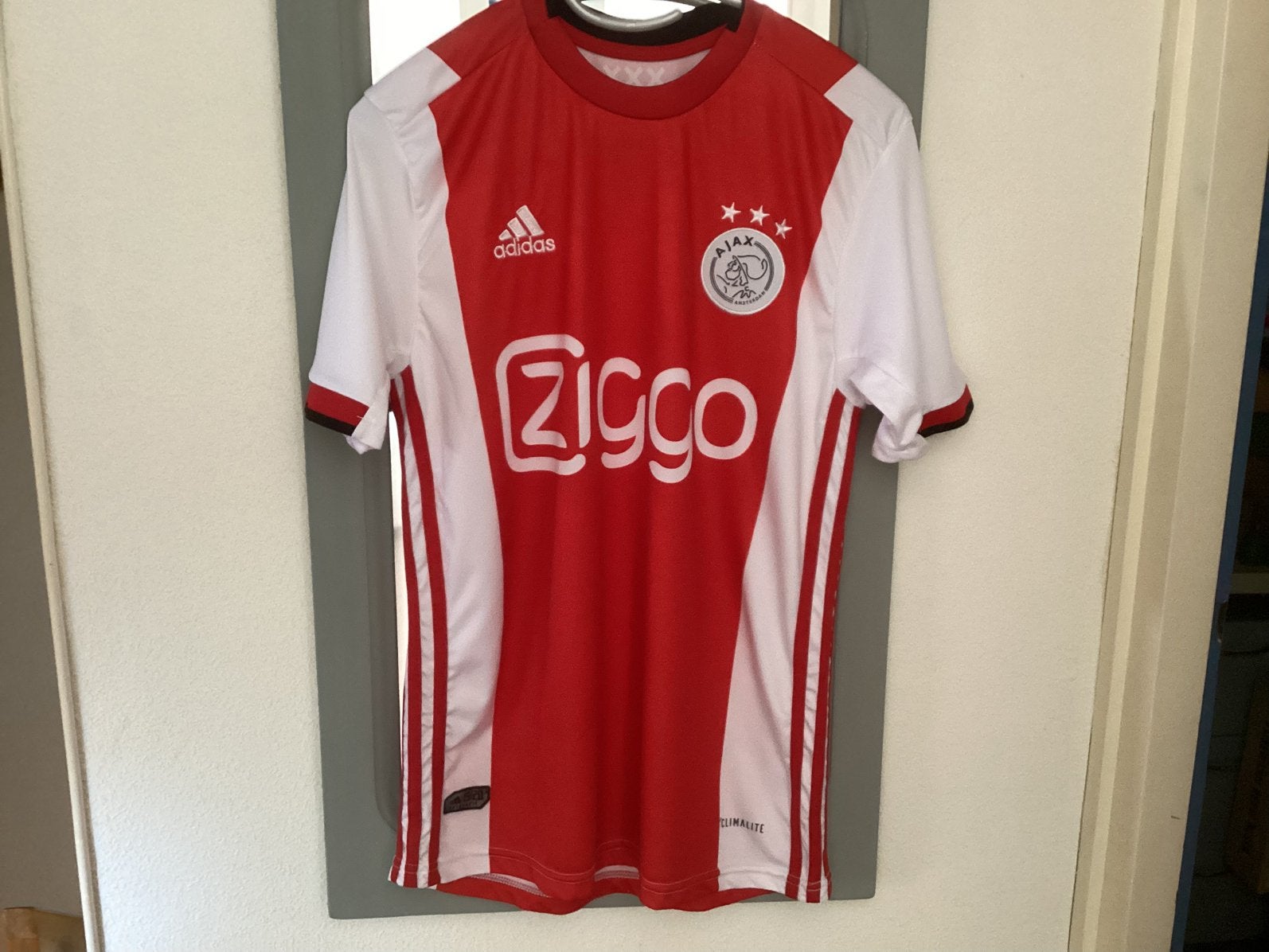 Ajax voetbalshirt,rood met wit,maat S., Maat S, Ophalen of Verzenden, Gebruikt, Shirt