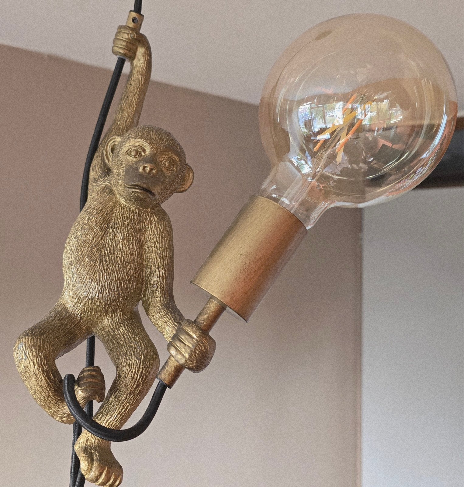 Lucide EXTRAVAGANZA CHIMP hanglamp – gouden aap – eyecatcher, Ophalen of Verzenden, Zo goed als nieuw, E27 (groot), Goud