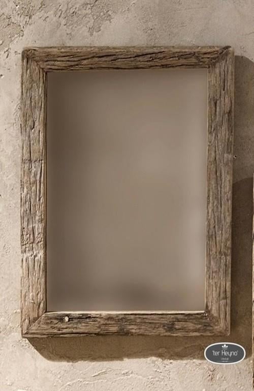 Oud houten truckwood spiegel hout oude stoer sober landelijk, Minder dan 50 cm, Verzenden, Nieuw, Minder dan 100 cm