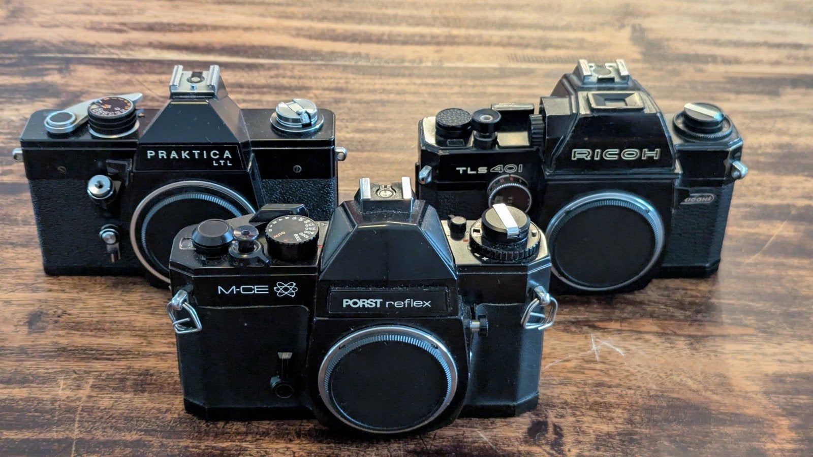 Porst Reflex M-CE (Alpa), Ricoh TLS 401, Praktica LTL body's, Ophalen of Verzenden, 1960 tot 1980, Fototoestel
