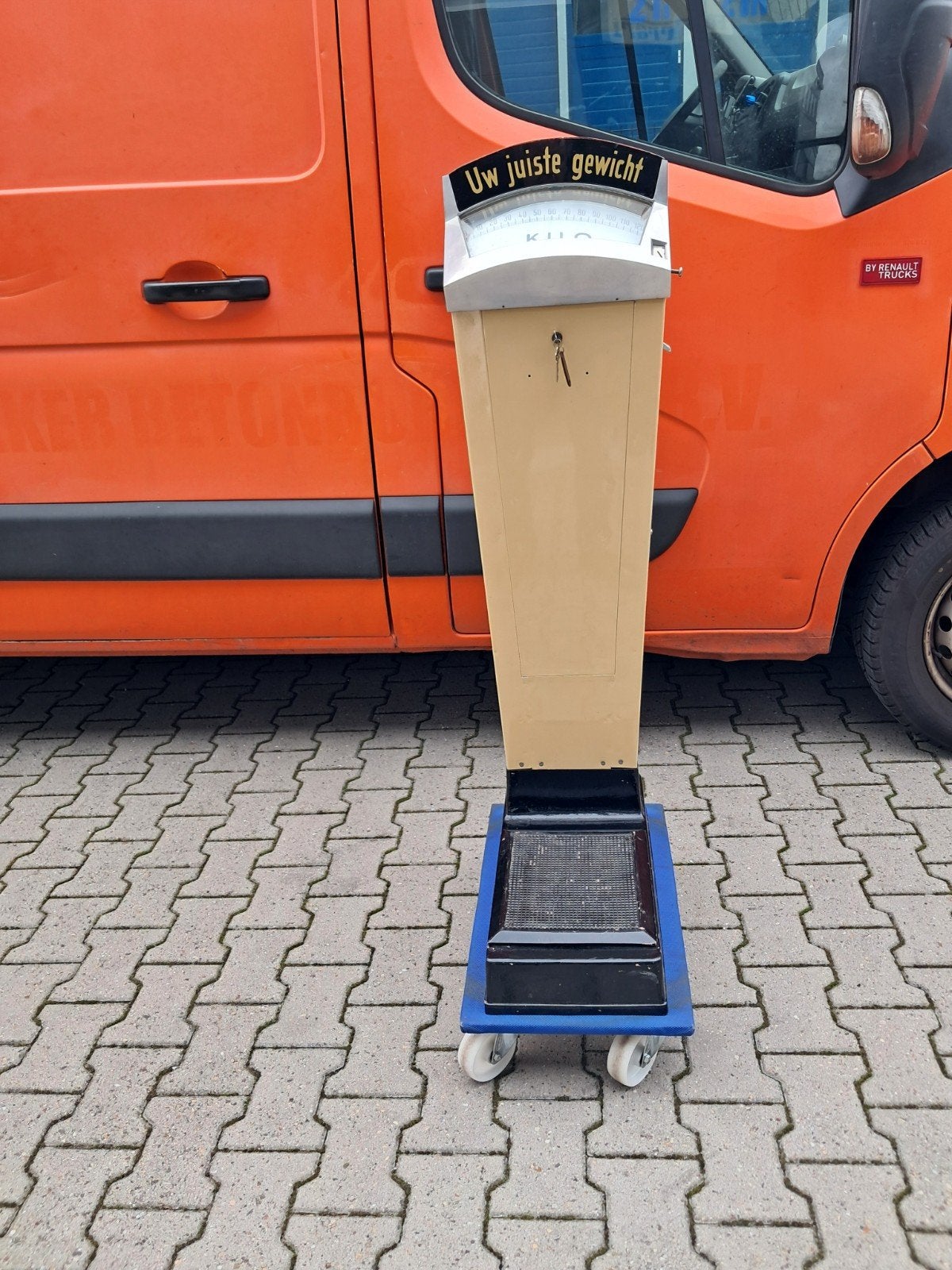 Oude personenweegschaal 10 cent automaat in mooie staat, Ophalen, Eu, Gebruikt, Eu