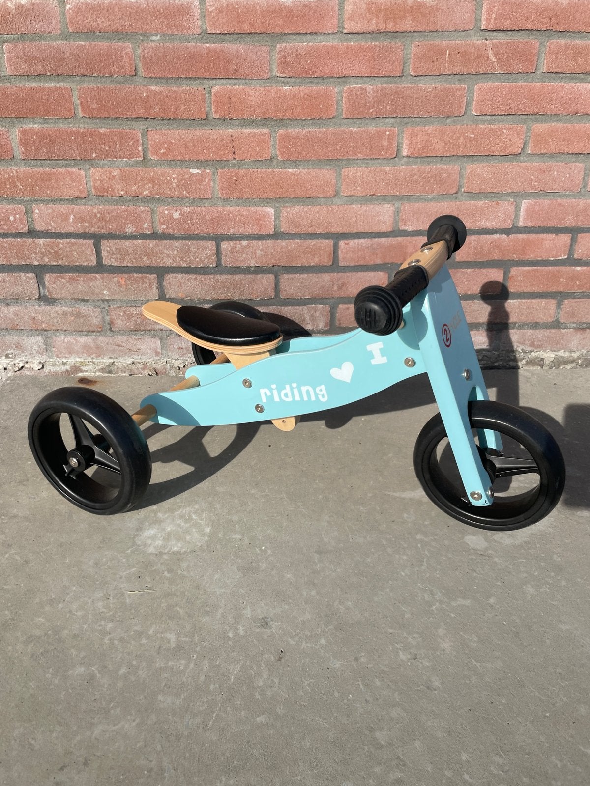 Houten loopfietsje/driewieler lichtblauw, Ophalen, Zo goed als nieuw, Loopfiets