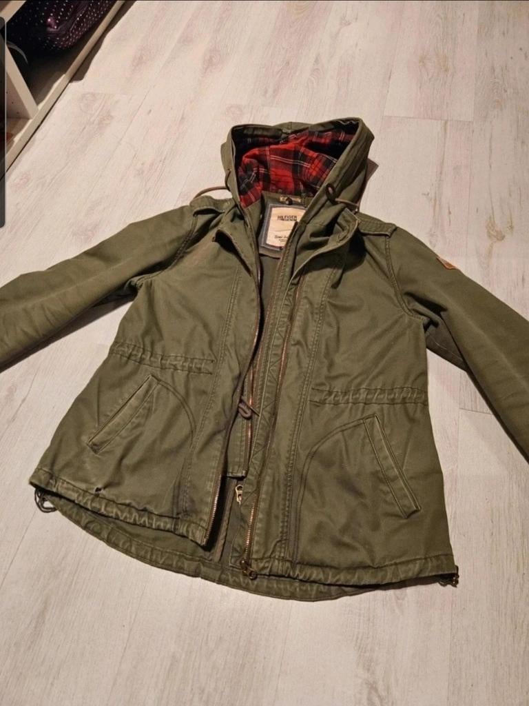 Groene Tommy Hilfiger Denim jas met geruite voering, Kleding | Dames, Jassen | Winter, Maat 38/40 (M), Ophalen of Verzenden, Gedragen