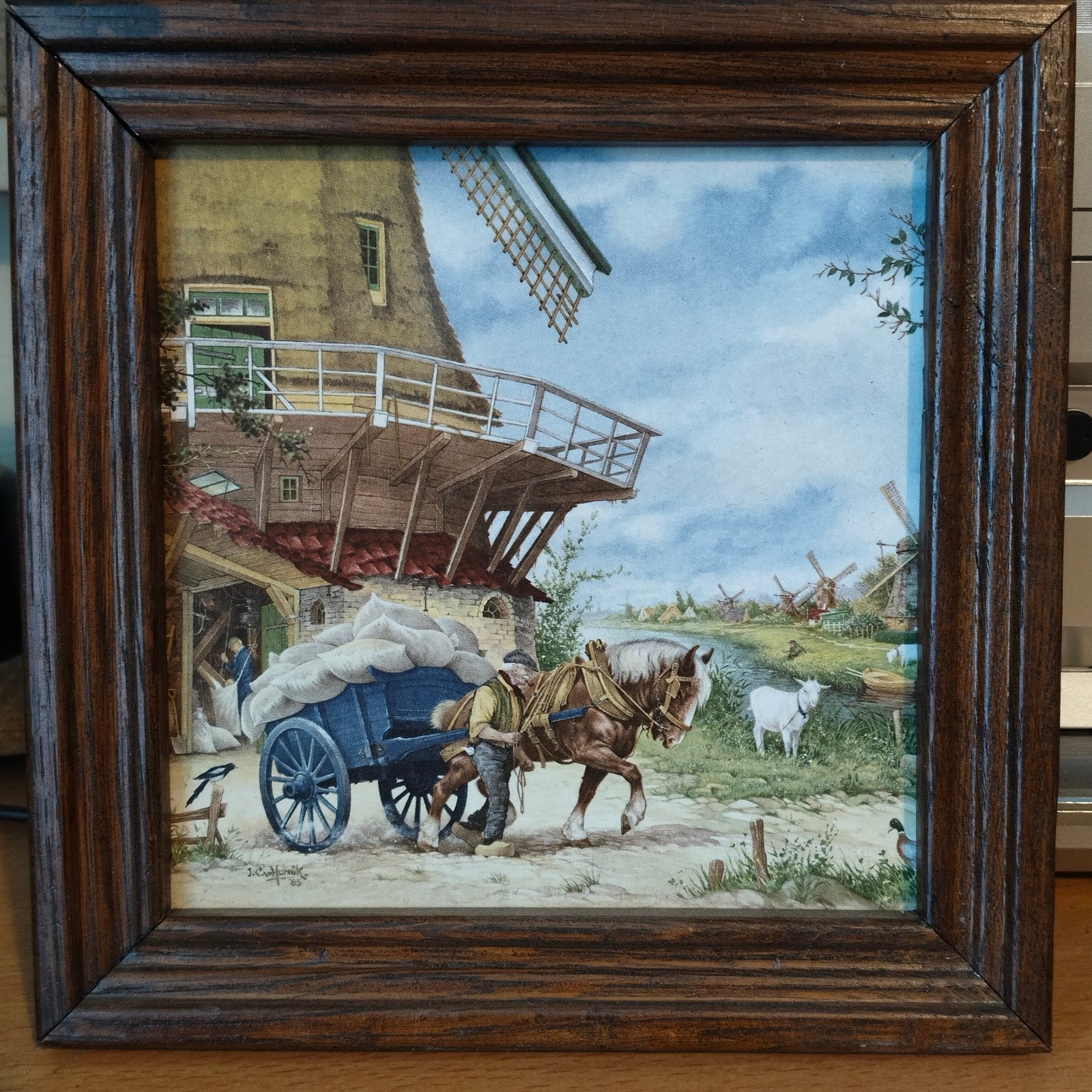Royal Schwabap Tegeltableau Molenlandschap, Ophalen of Verzenden