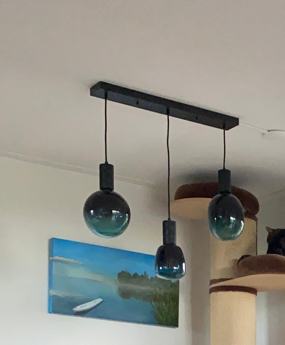 Sfeervolle Hanglamp met 3 dimbare glazen bollen, Ophalen, Zo goed als nieuw, Metaal, E27 (groot)