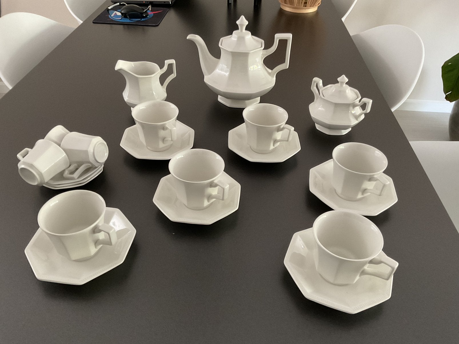 Prachtig thee / koffie servies wit geglazuurd  Ironstone, Ophalen of Verzenden