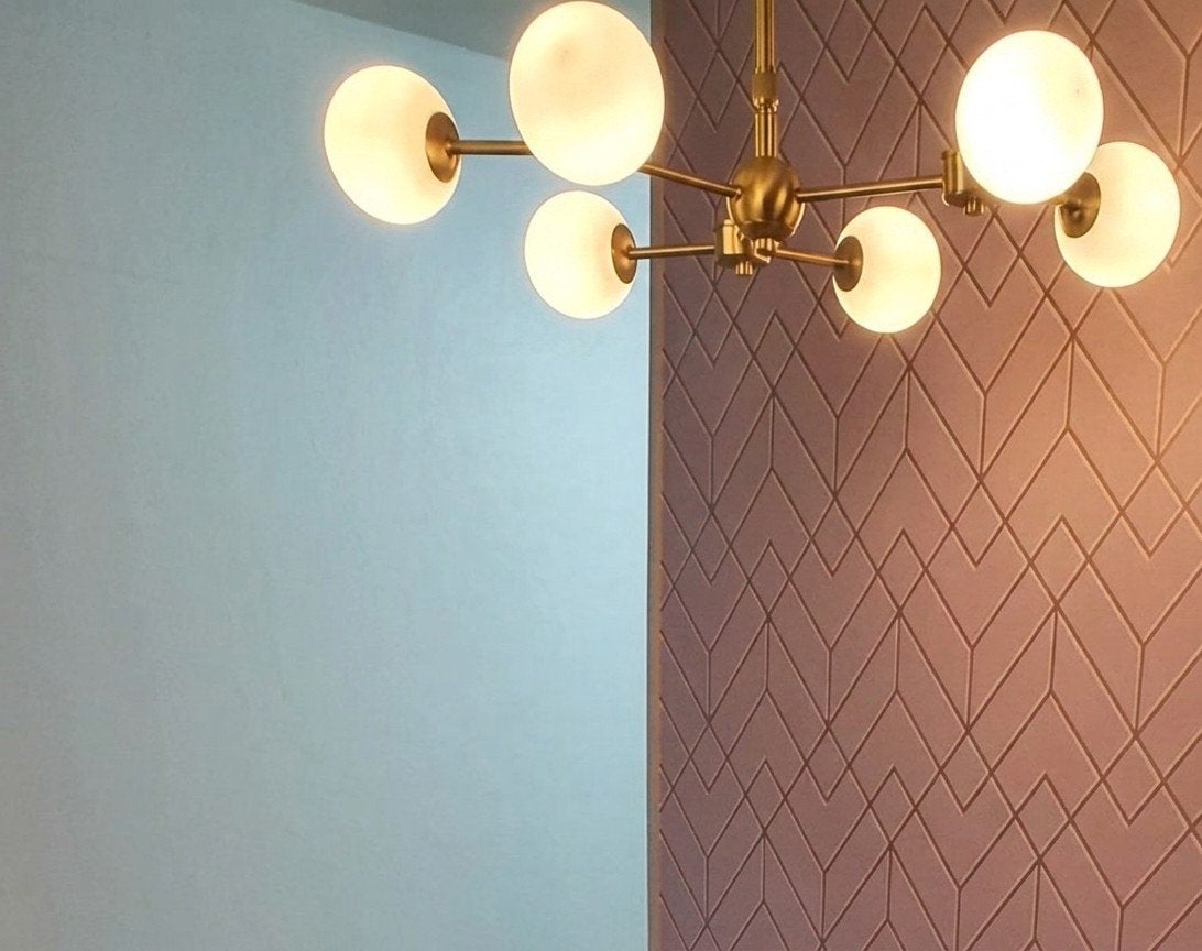 Grote Westwing Aurelia hanglamp met 6 glazen bollen, Ophalen, Modern, Scandinavisch, Art Deco, E14 (klein), Zo goed als nieuw