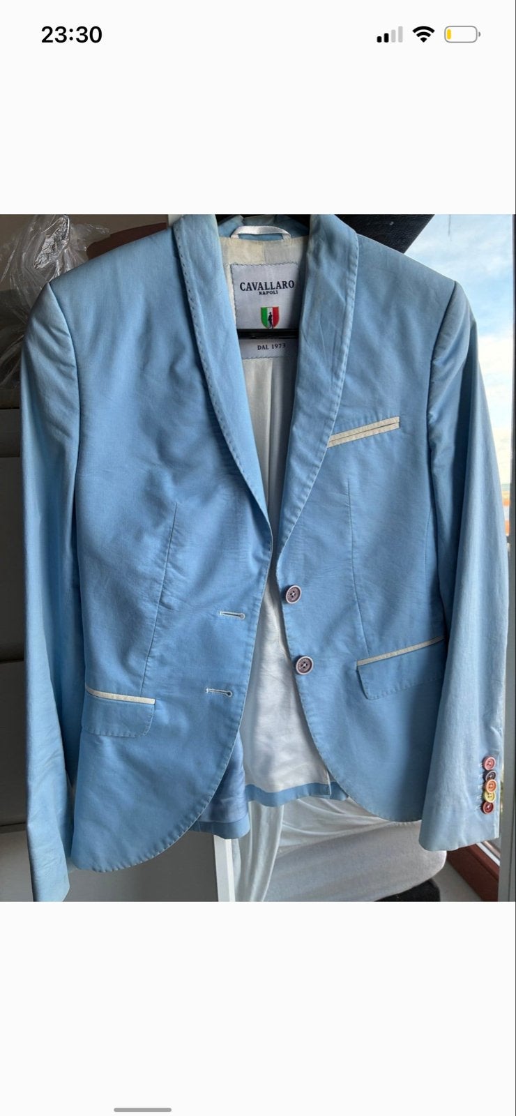Cavallaro Napoli Blazer en Blouse Set - Maat 34 (XS), Ophalen, Zo goed als nieuw, Maat 36 (S), Blauw