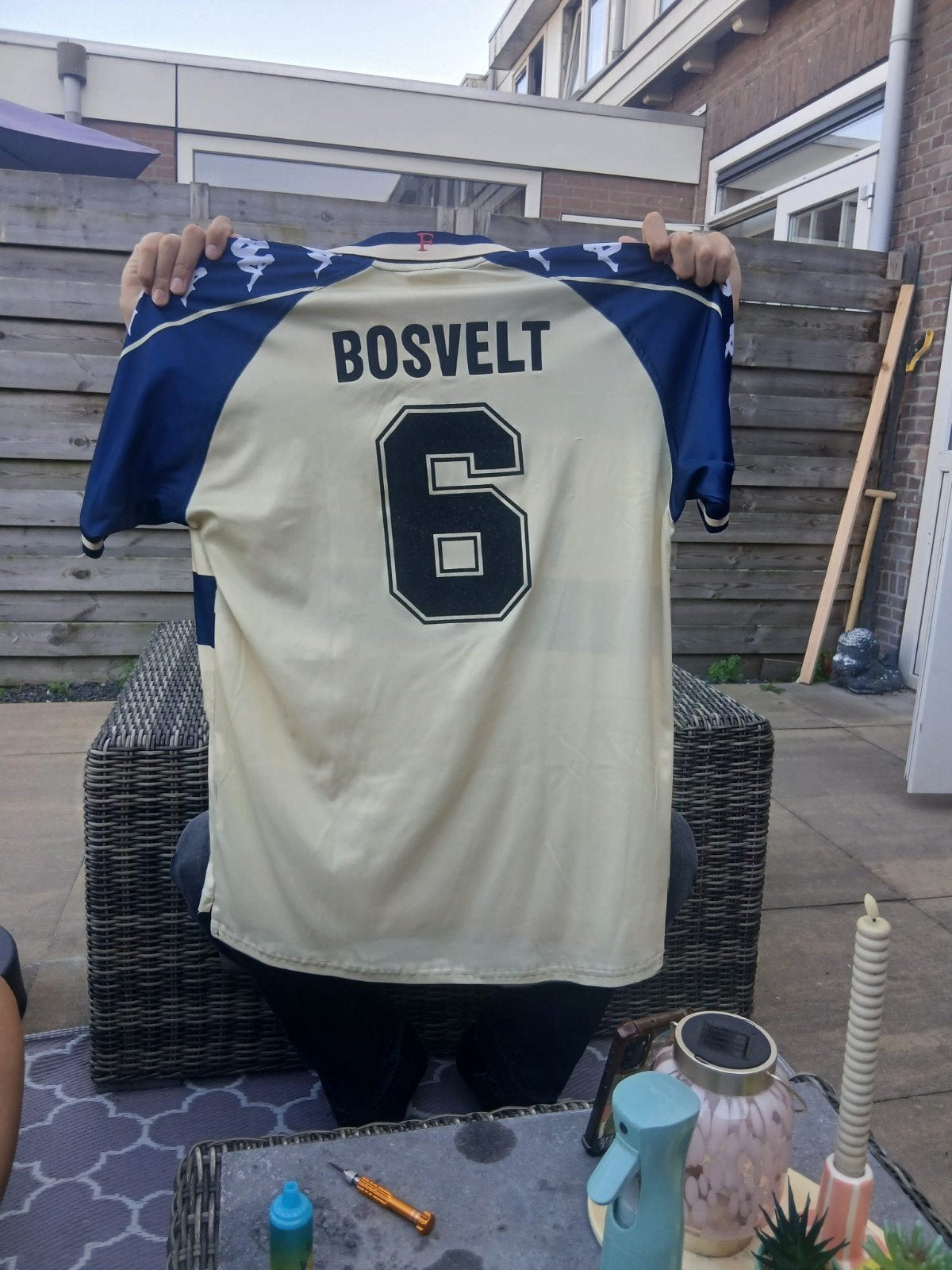 Feyenoord shirt Bosvelt #6, Kappa, Blauw, Maat 56/58 (XL), Ophalen of Verzenden