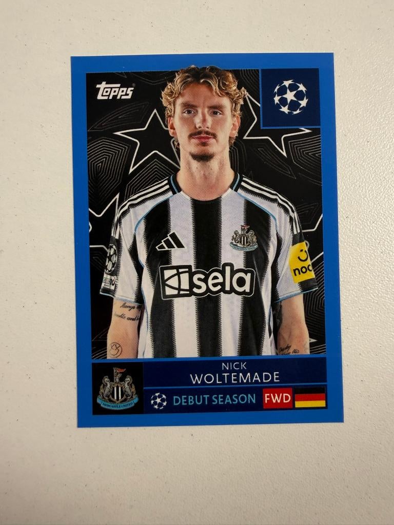 325 Nick Woltemade Blue Champions League 2025-26 Sticker, Ophalen of Verzenden, Nieuw, Buitenlandse clubs, Poster, Plaatje of Sticker