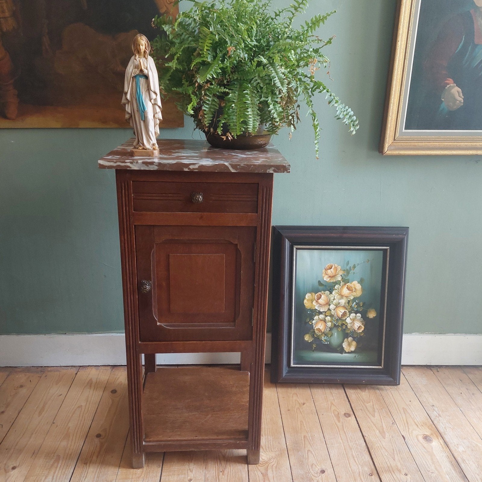 Lucky Vintage antiek Frans kastje met marmeren bovenblad, Ophalen