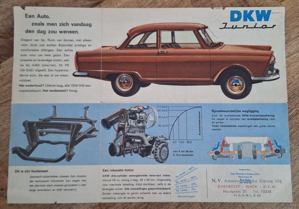 Originele DKW JUNIOR brochure - Voor- en achterzijde, Ophalen of Verzenden, Gelezen, Overige merken, DKW
