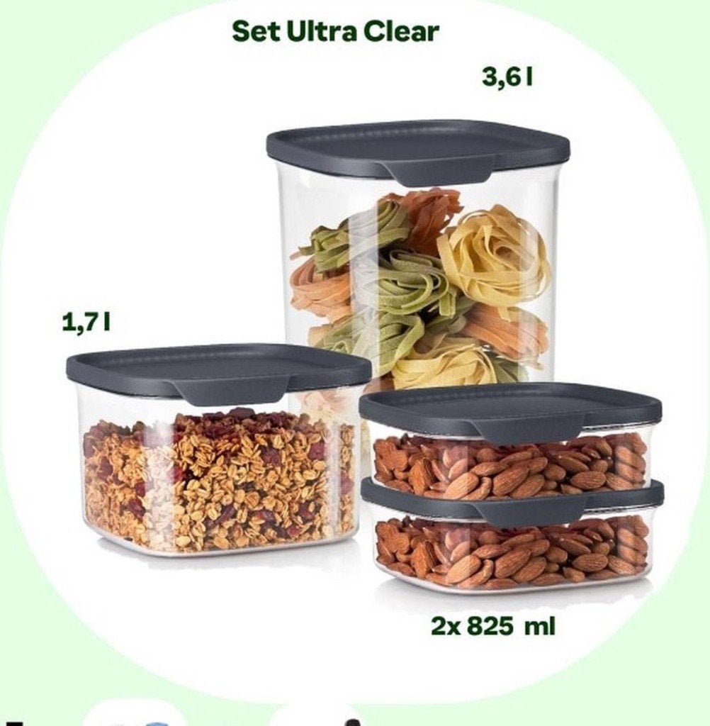 Tupperware ultra clear 4 delige set, Vosveld 11a, Tupperware, Overige kleuren, Bewaardoos