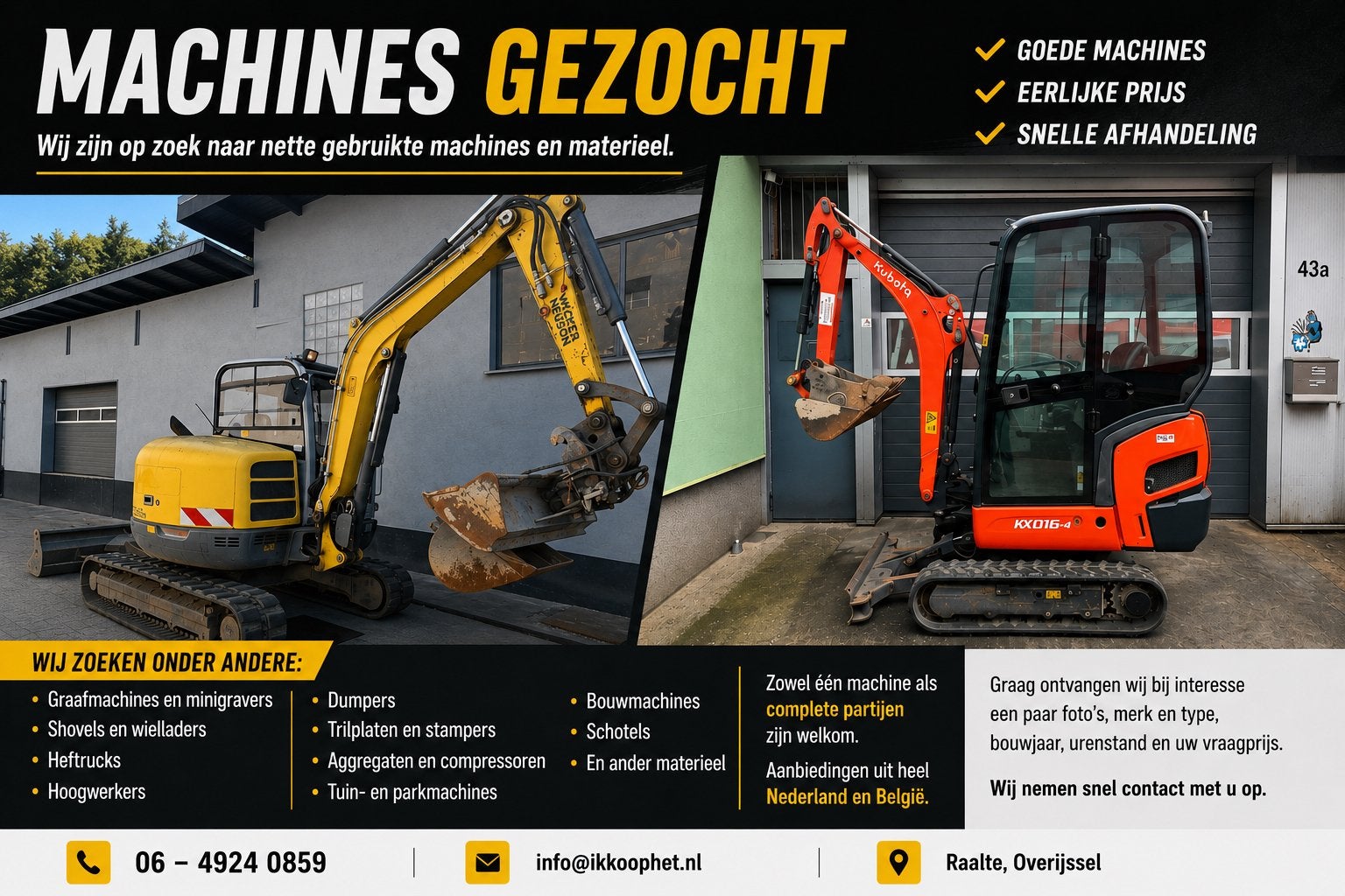 Machines gezocht, Ophalen, Zo goed als nieuw, Nvt, Nvt