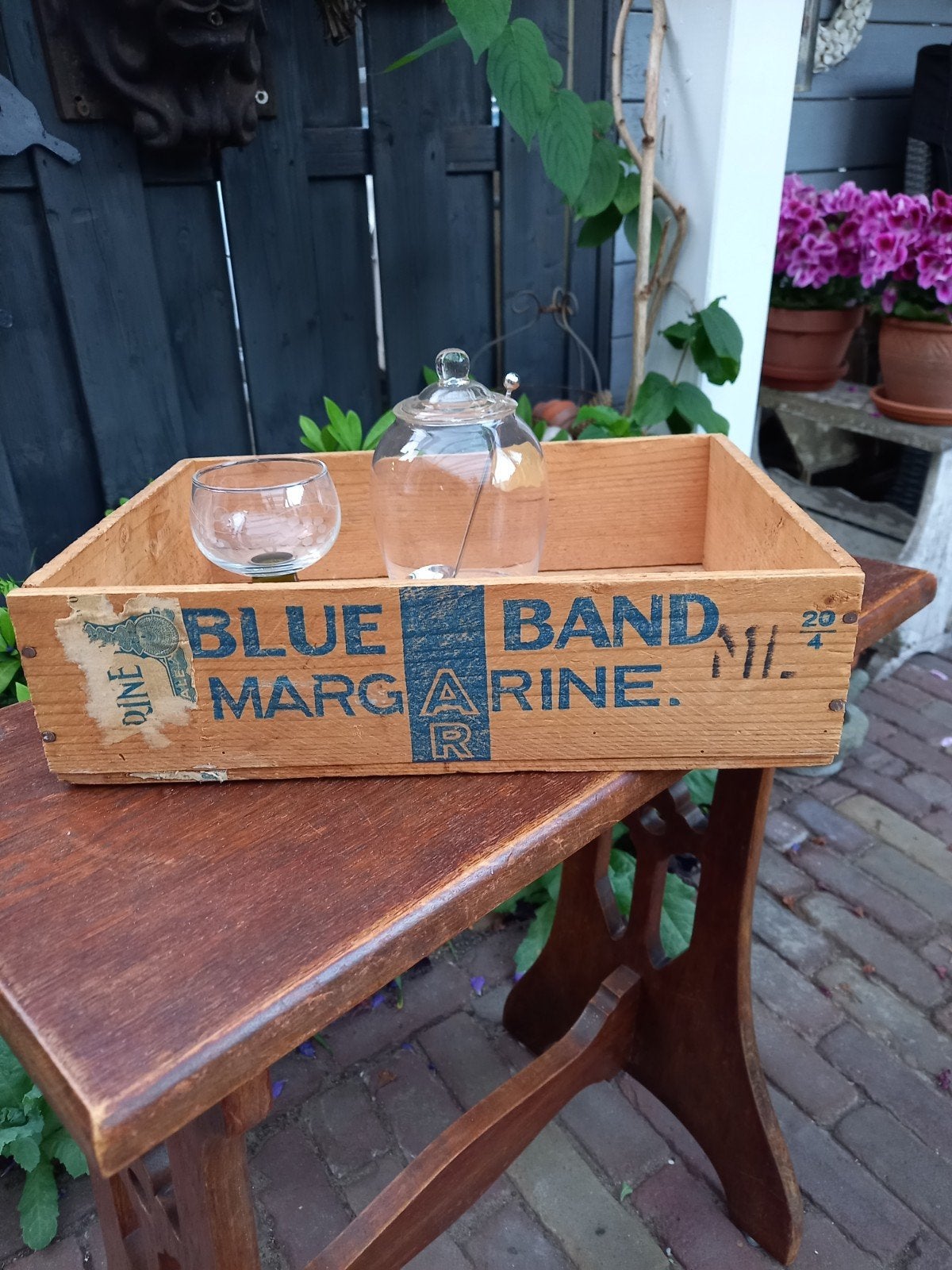 Oud BLEU BAND kistje, Ophalen of Verzenden