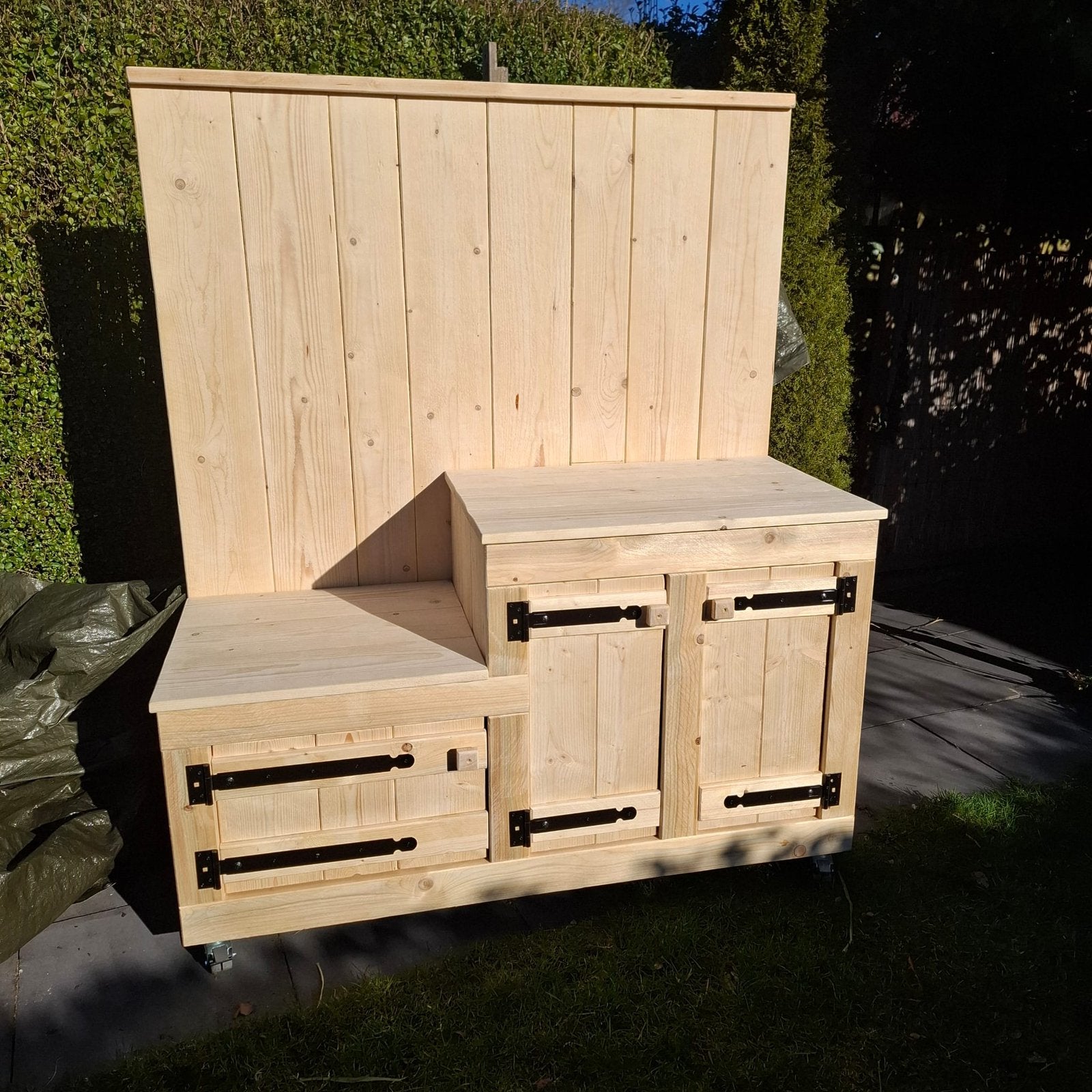 Steigerhouten buitenkeuken, Tuin en Terras, Buitenkeukens, Ophalen, Nieuw, Houtskool