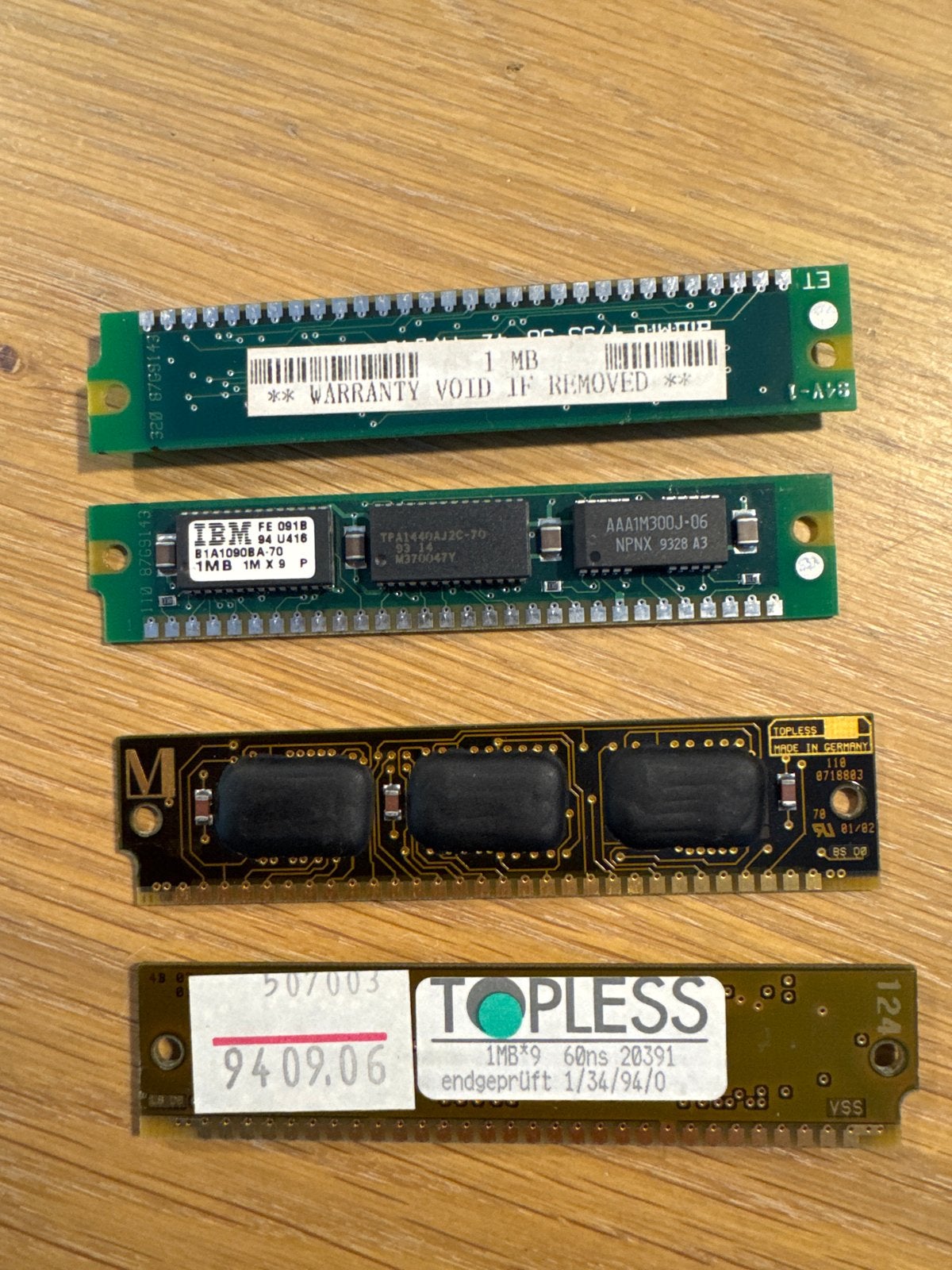 Vintage IBM en Topless 1MB RAM Geheugenmodules, Computers en Software, Overige soorten, Ophalen of Verzenden, Desktop, Gebruikt