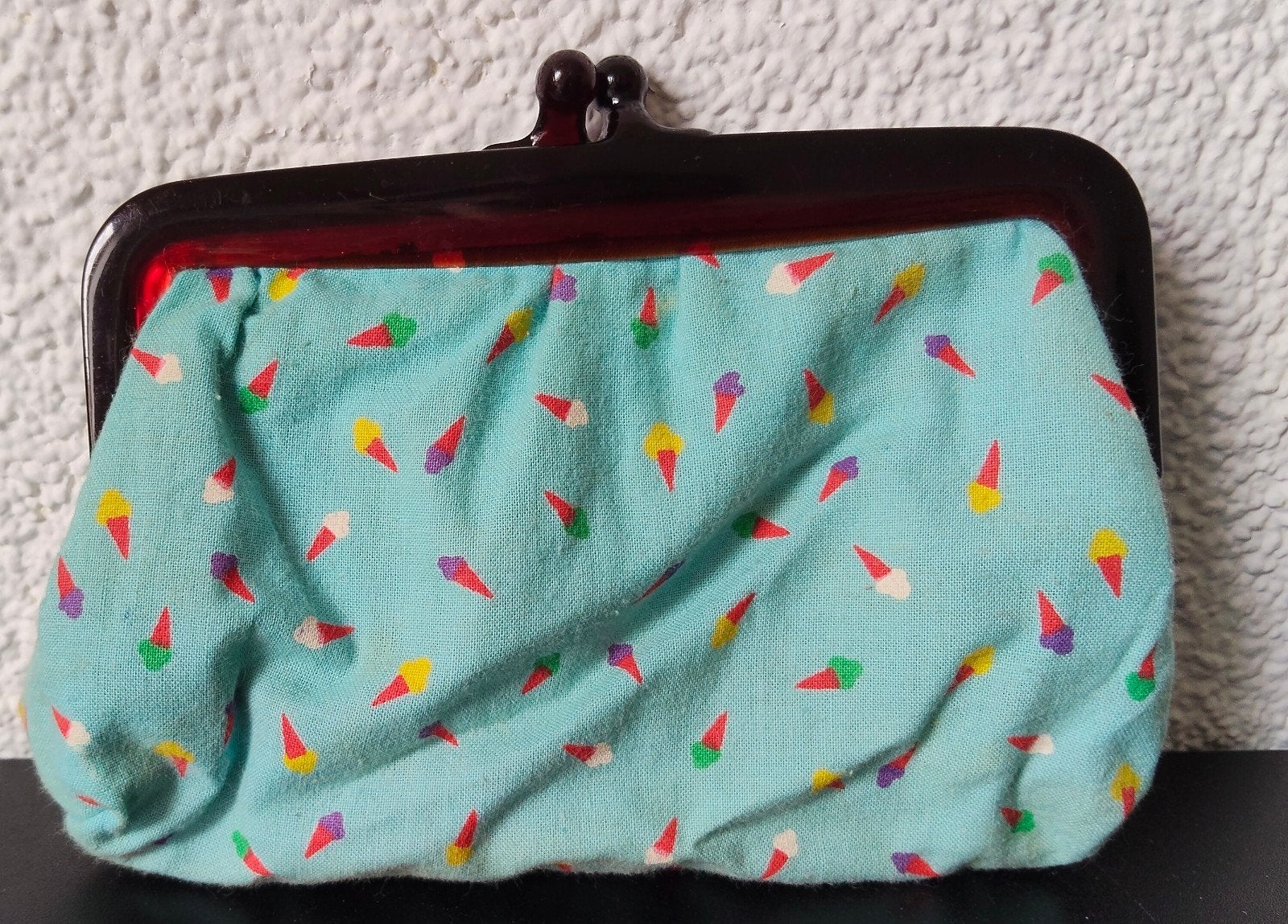Jaren 80 Vintage Make-up Tasje - IJshoorntjes Patroon, Ophalen of Verzenden