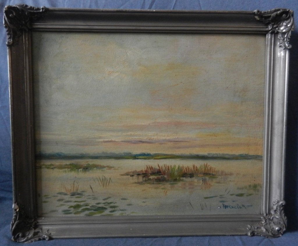 Olieverf op paneel Plasgezicht gesign. v H......hxb 23x29 cm, Ophalen of Verzenden