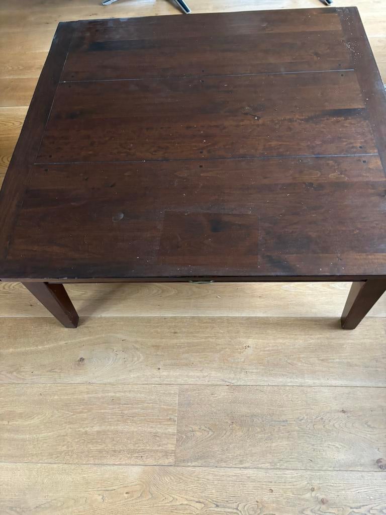 houten salontafel 100X100 cm, Ophalen, Gebruikt, 50 tot 100 cm, 100 tot 150 cm