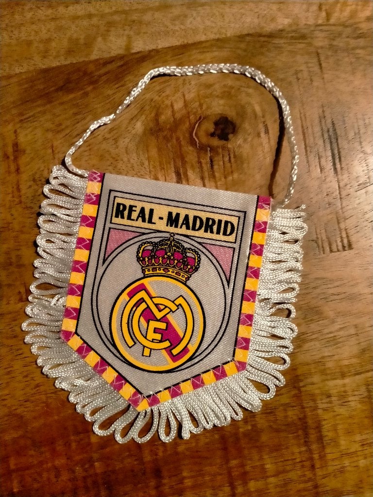 Real Madrid Spanje vintage voetbal vaantje club Spaans, Verzenden, Gebruikt, Buitenlandse clubs, Vaantje of Sjaal