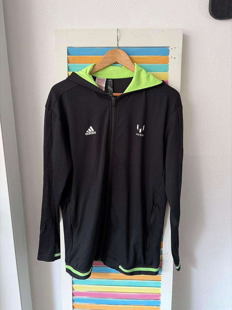 Adidas Messi Trainingsjack Zwart/Neon Groen, Ophalen of Verzenden, Zo goed als nieuw, Maat 48/50 (M), Zwart