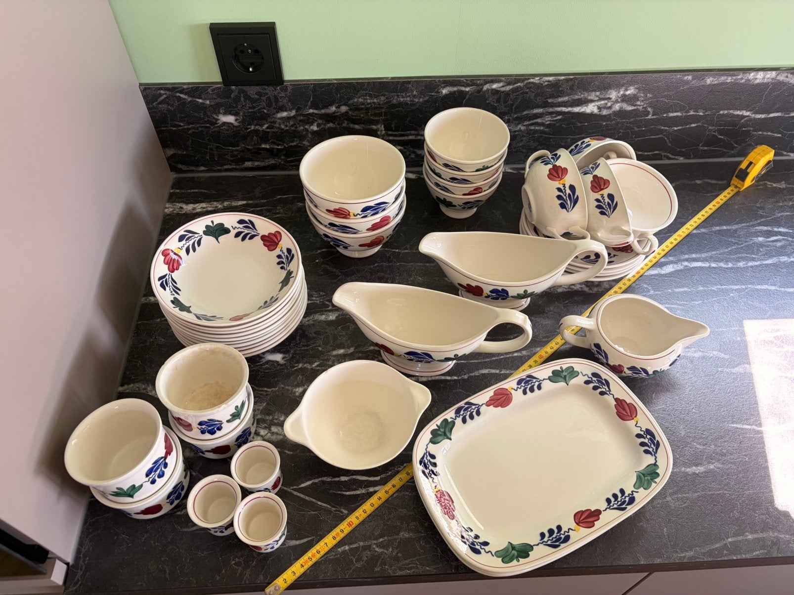 Zeer grote partij Boerenbont servies – compleet in één koop, Antiek en Kunst, Antiek | Servies compleet, Ophalen