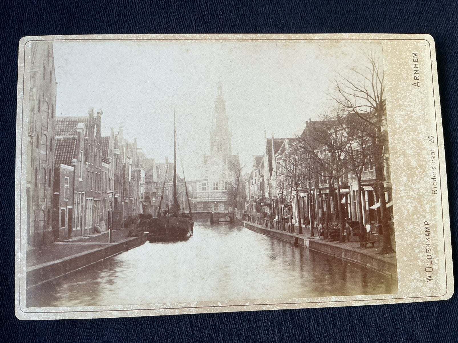 Kabinetfoto, GROENBURGWAL AMSTERDAM, W. Oldenkamp, Arnhem, Verzamelen, Ophalen of Verzenden, Voor 1940, Gebruikt, Foto