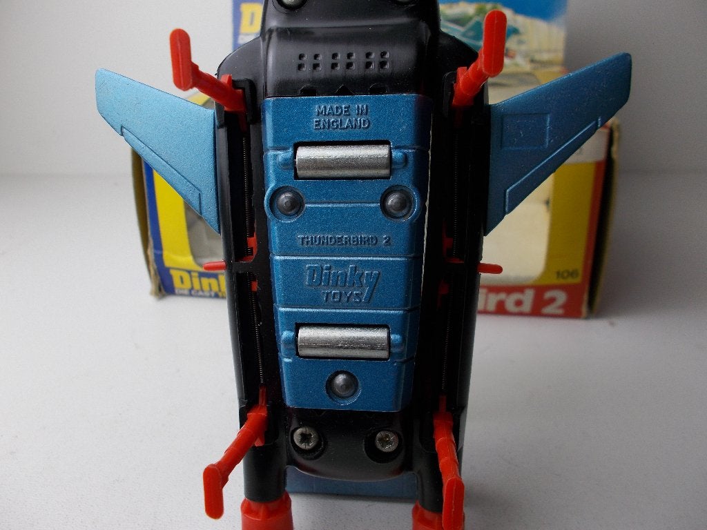 1974 Dinky Toys 106 THUNDERBIRDS 2 (Blauwe versie!) + DOOS!, Hobby en Vrije tijd, Modelauto's | 1:43, Ophalen of Verzenden, Zo goed als nieuw