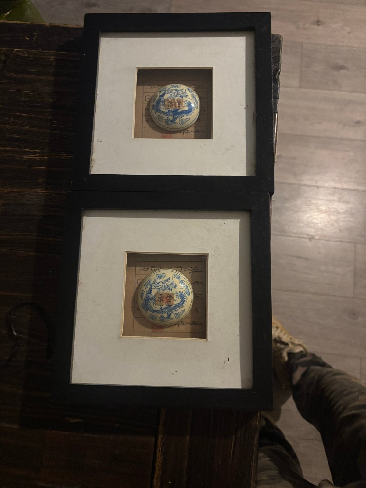 Set van 4 ingelijste niet-westerse kunstwerken, Wanddecoratie, Ingelijst, Zwart, Overige herkomsten