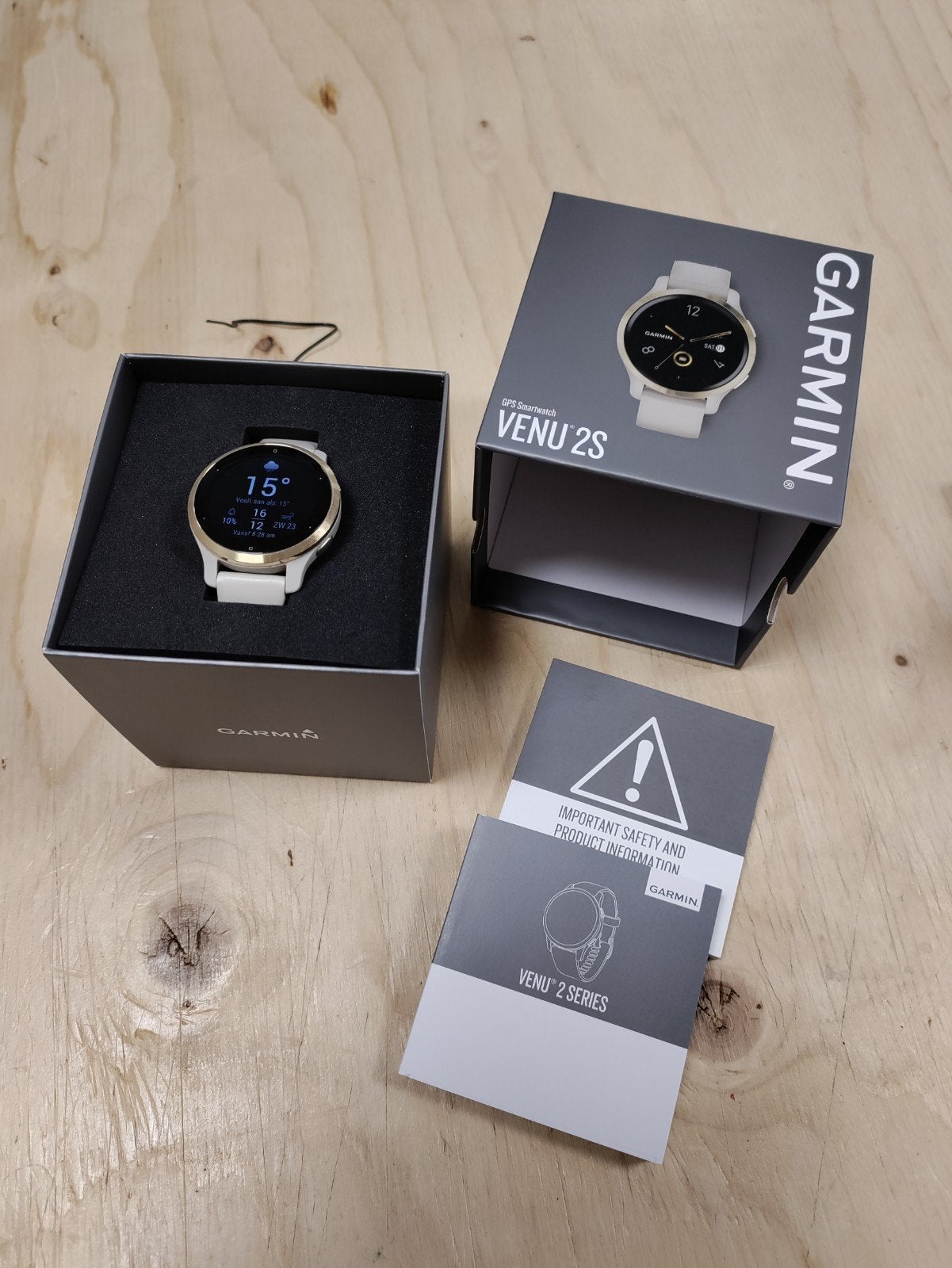 Garmin Venu 2S Smartwatch - beige/goud, Ophalen of Verzenden