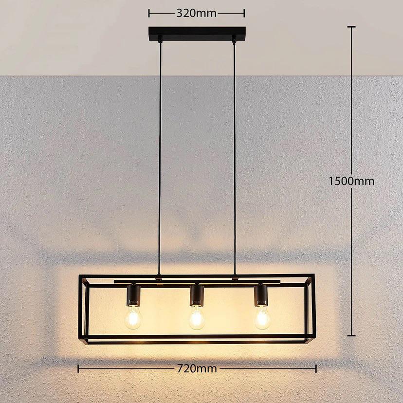 Hanglamp zwart metaal Lindby Emily, Huis en Inrichting, Lampen | Hanglampen, Gebruikt, 50 tot 75 cm, Metaal, Ophalen