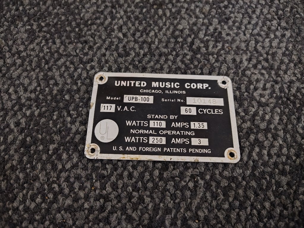 Type Plaatje United UPB-100 (1959) jukebox, Verzenden, Gebruikt, 1950 tot 1960, Seeburg