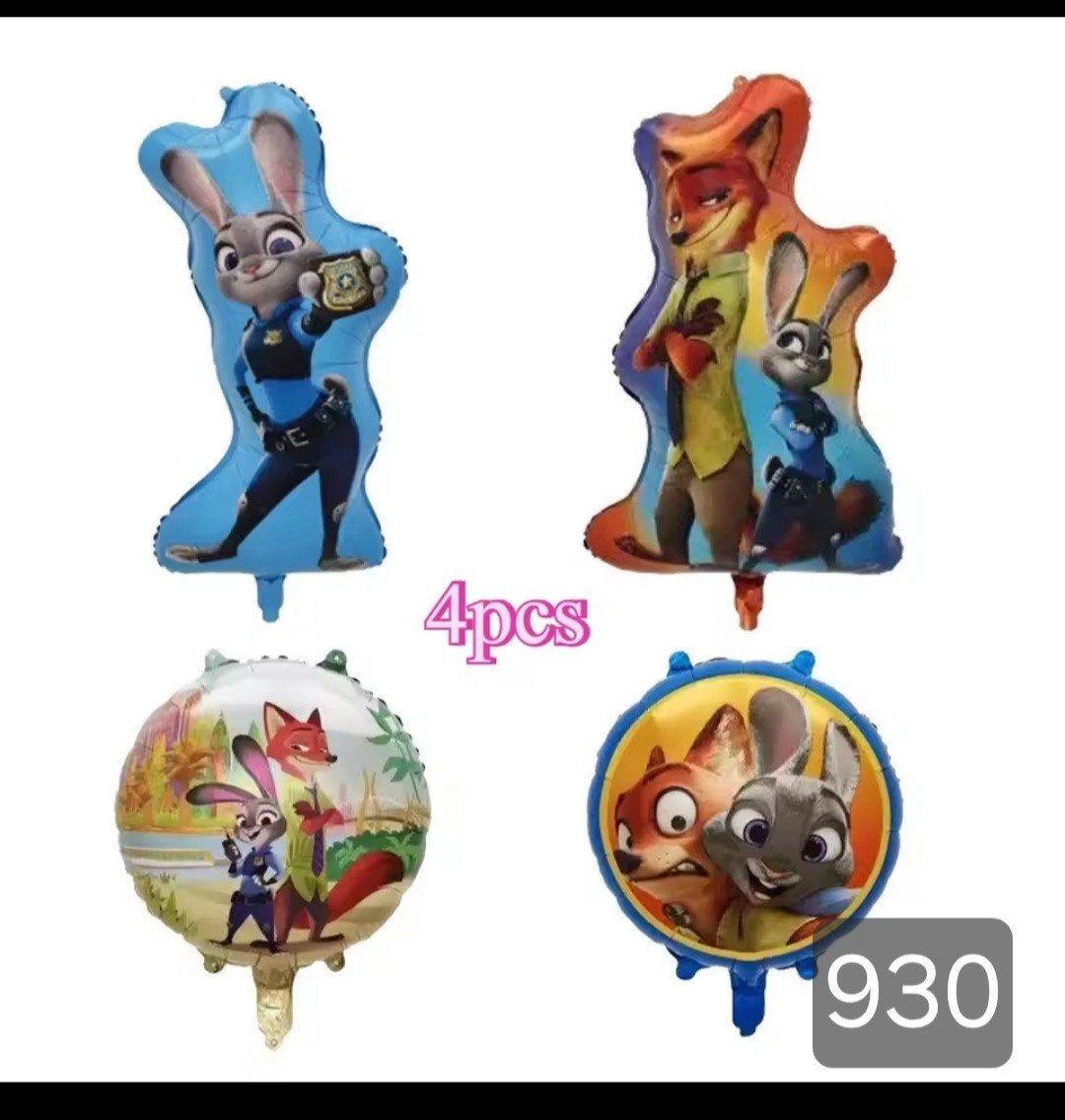 Zootropolis Zootopia Folieballonnen Set - 4 stuks, Ophalen, Nieuw, Versiering, Film of Tv