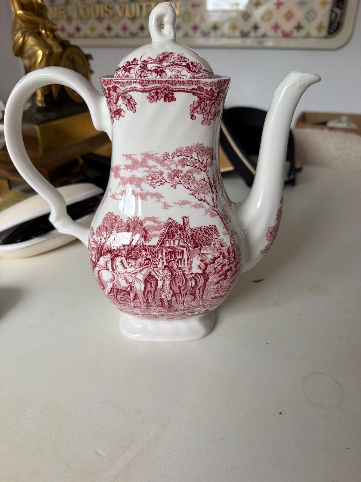 Myotts Country Life Koffiepot - Handgegraveerd Engelse Scène, Ophalen of Verzenden
