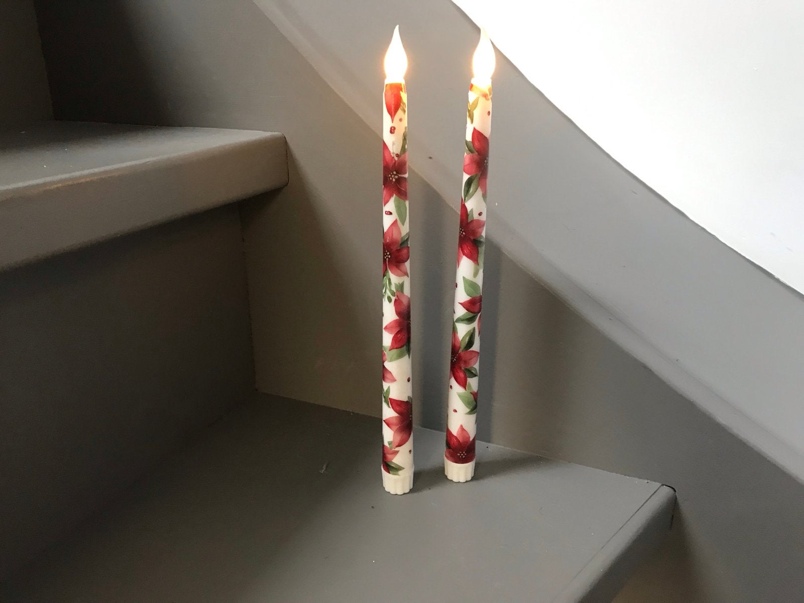 Set van 2 Kerstkaarsen met LED-verlichting, Meerkleurig, Ophalen of Verzenden, Kaars, Was