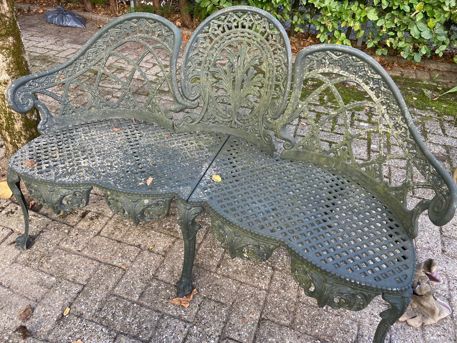 Smeedijzeren Tuinset: Bank, Ronde Tafel & 4 Stoelen, Tuin en Terras, Ophalen, Overige materialen, Gebruikt, 6 zitplaatsen