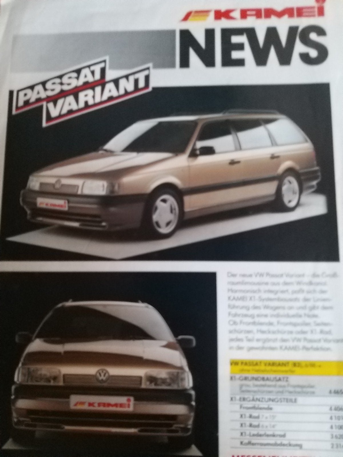 Kamei tuner Volkswagen Passat Variant station 1988 brochure, Ophalen of Verzenden, Zo goed als nieuw, Volkswagen