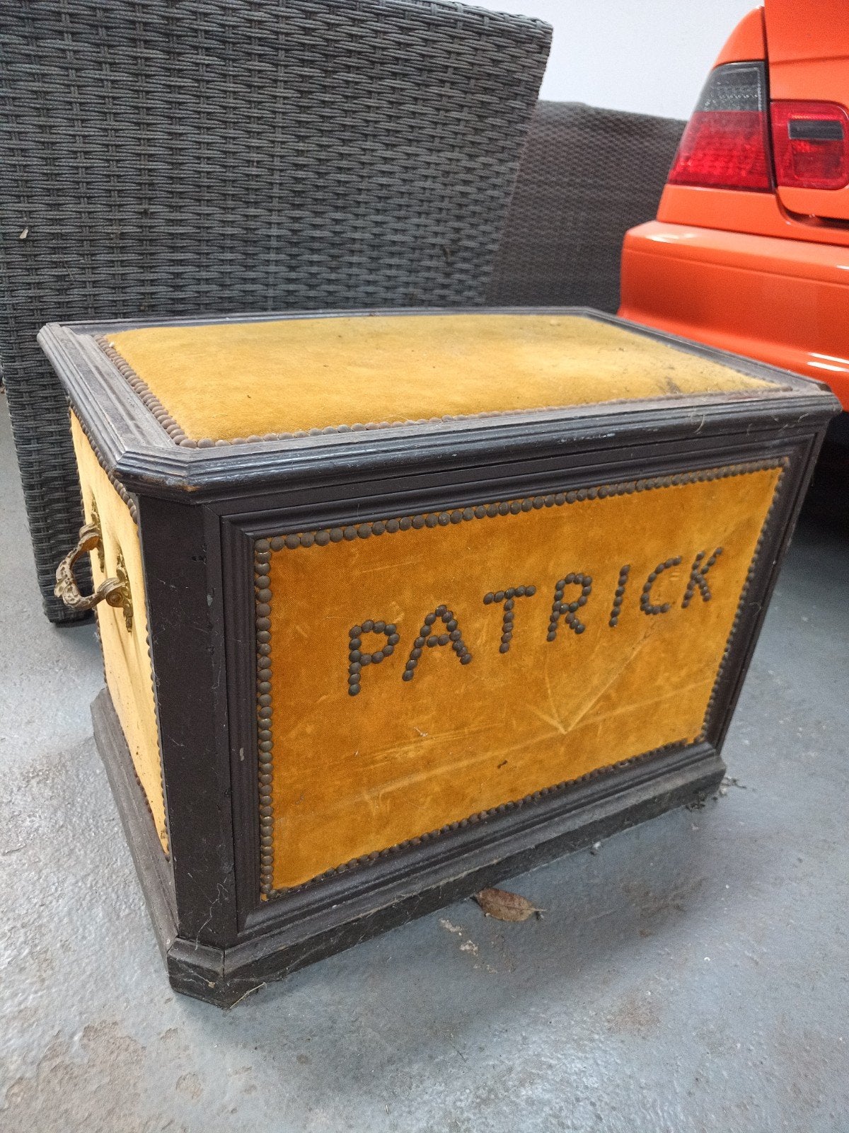 vintage brocante kist (Patrick), Ophalen, Gebruikt, Eikenhout, Minder dan 50 cm