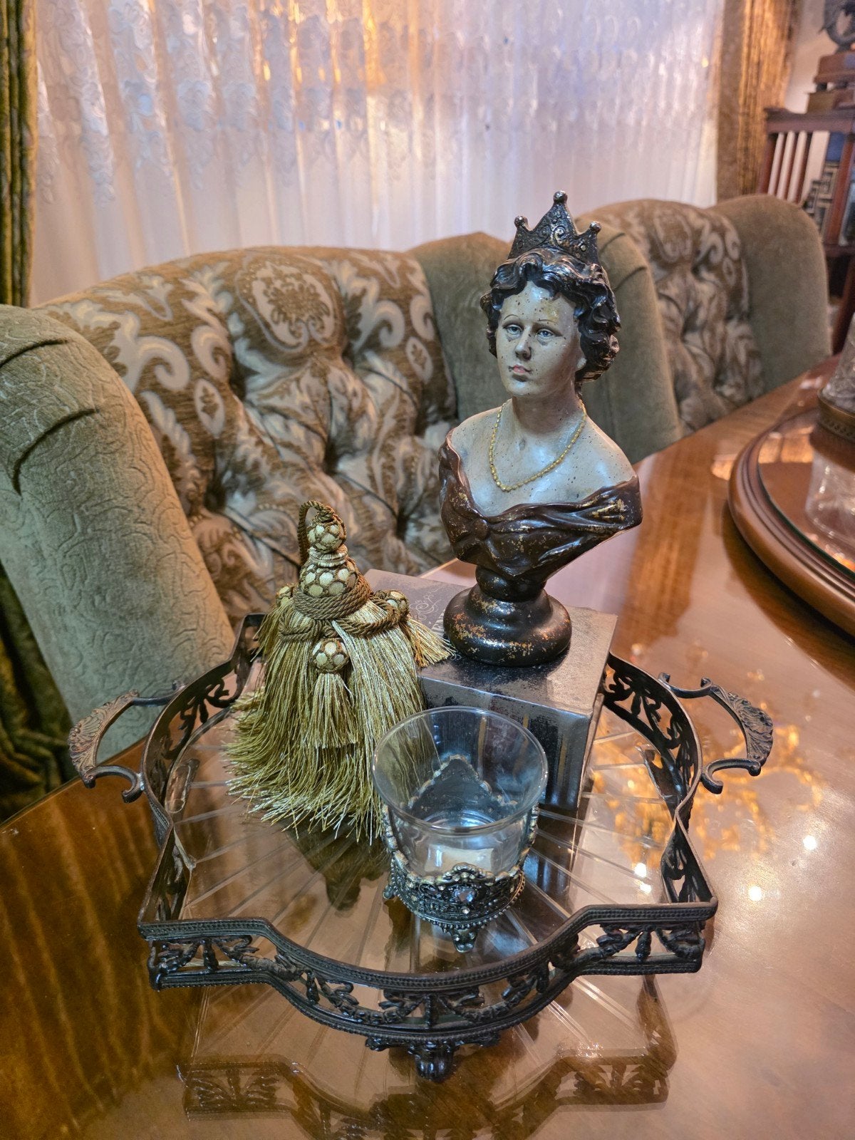 baroque dienblad geslepen glas en opgemaakt, Ophalen of Verzenden