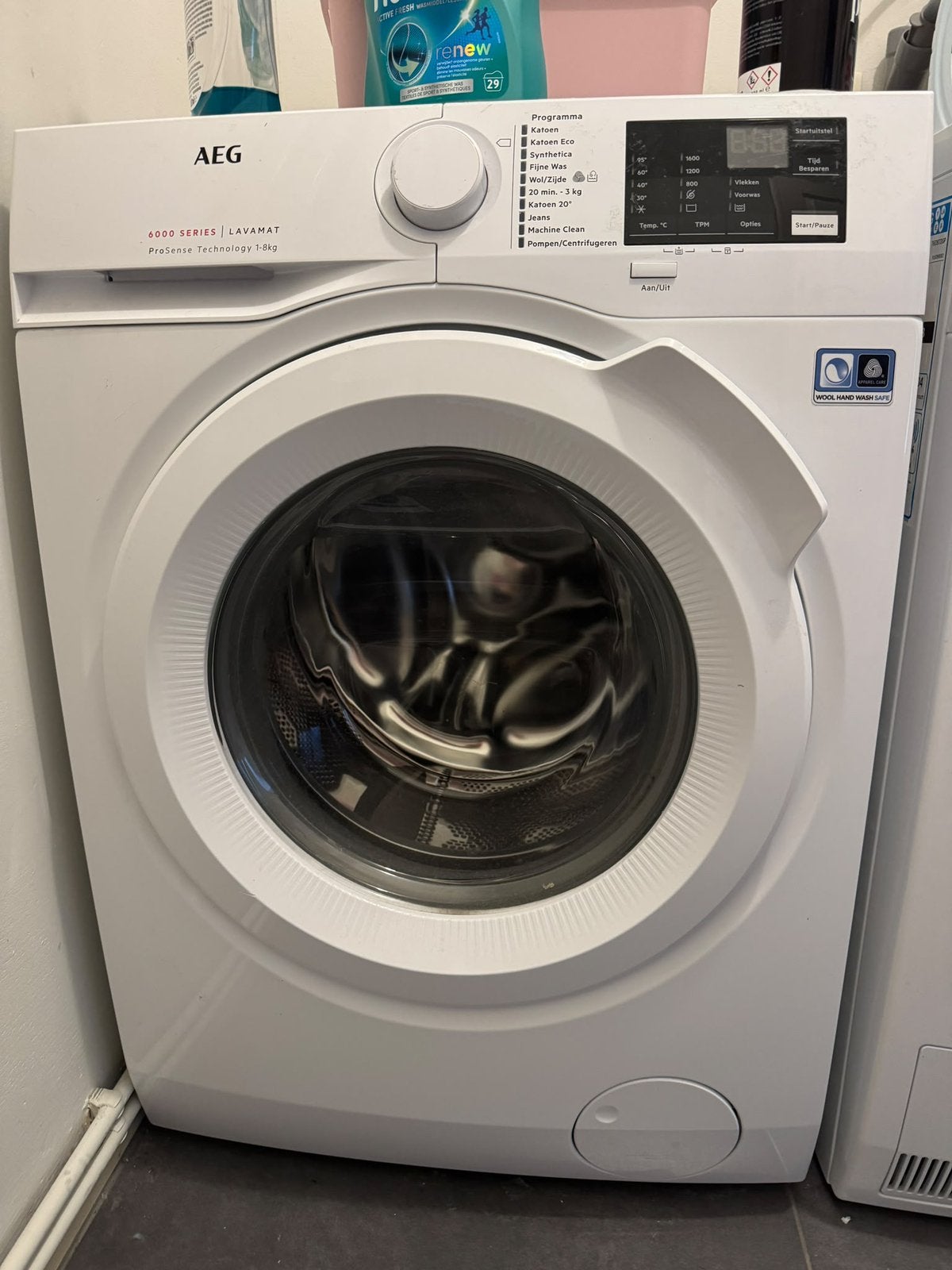 Wasmachine AEG 6000 series, Witgoed en Apparatuur, Ophalen, Minder dan 85 cm, Zo goed als nieuw, 1200 tot 1600 toeren