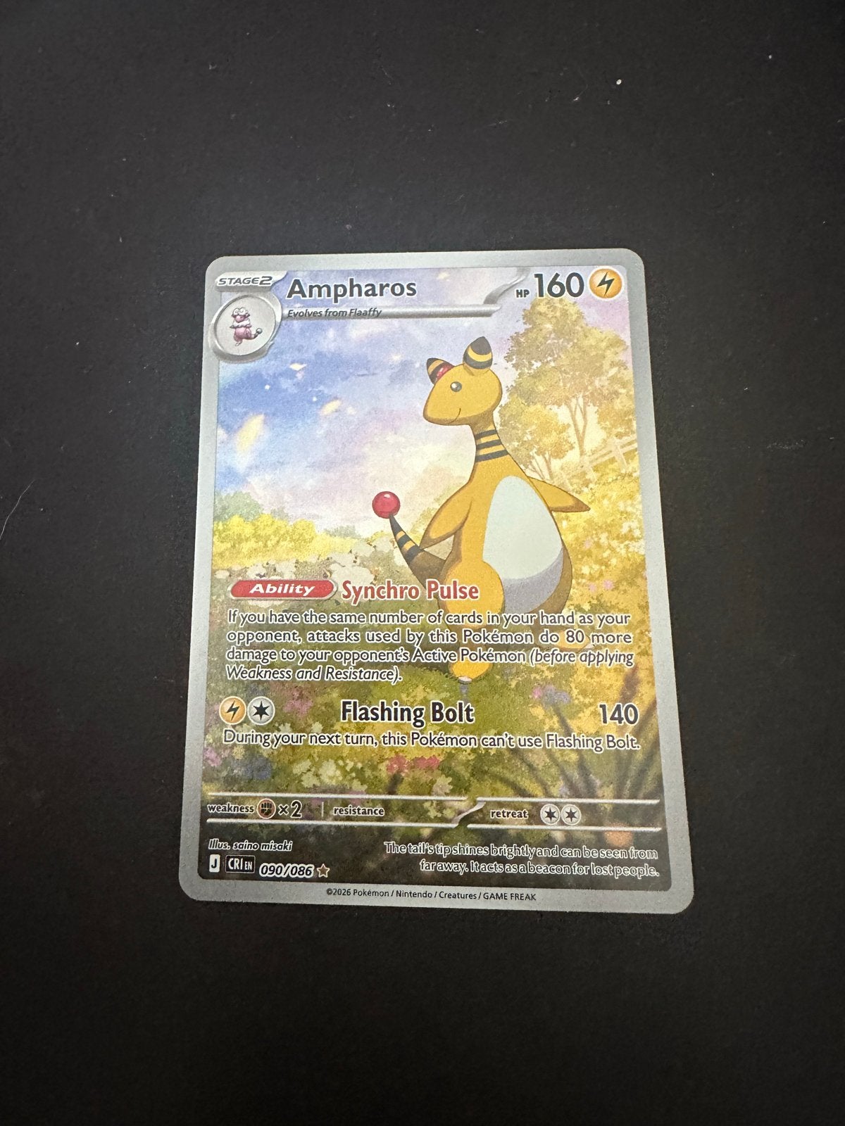 Pokémon 090/086 Ampharos - Gloednieuw uit verpakking, Ophalen of Verzenden, Nieuw, Losse kaart, Foil